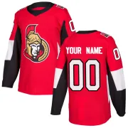 Red Men's Custom Ottawa Senators Authentic Home Jersey